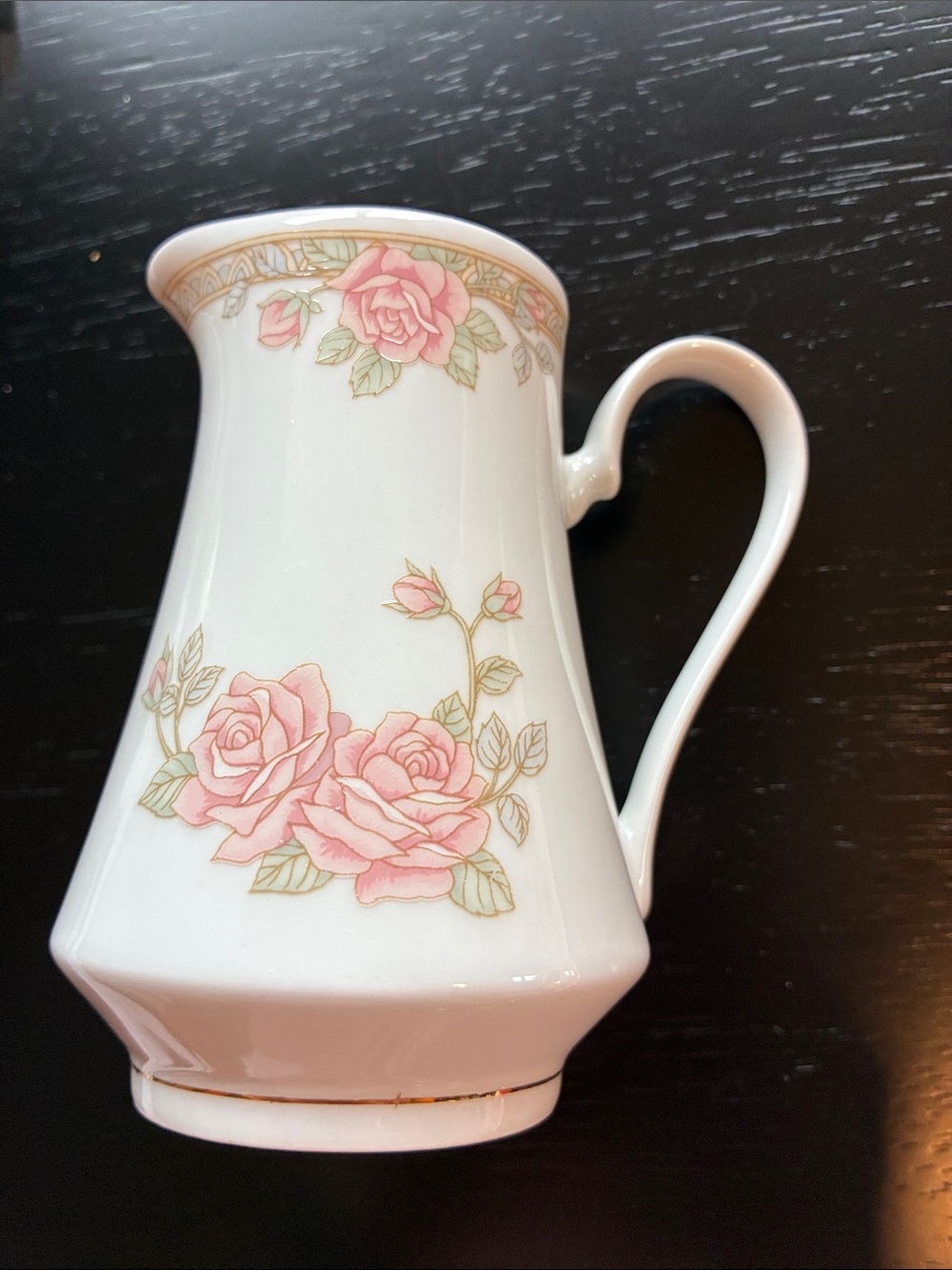 Crown Ming Classic Porcelain Pitcher with Pink Rose Motif